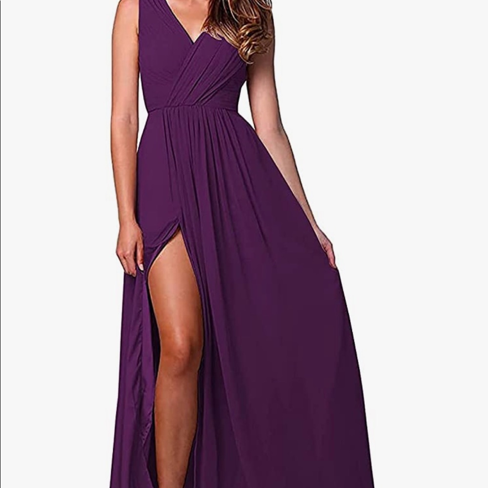 Plum dress with slit and pockets and corset back!